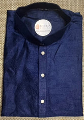 Navy blue Men's Solid Kurta set - MIRASILKS Navy blue Men's Solid Kurta set